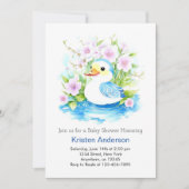 Waterverf Blauw Duckling Boy Baby shower Kaart (Voorkant)
