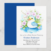 Waterverf Blauw Duckling Boy Baby shower Kaart (Voorkant / Achterkant)