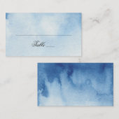 Waterverf blauw eenvoudige bruiloft. Marine modern Plaatskaartje (Voorkant / Achterkant)