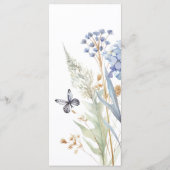 Waterverf Blauw Elegant Bloemen Bruiloft Menu (Achterkant)