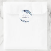 Waterverf Blauw Elegant Huwelijksenvelop Afdichtin Ronde Sticker (Tas)