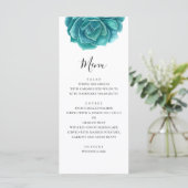 Waterverf blauw en blauwgroen succulent. Huwelijks Menu (Staand voorkant)