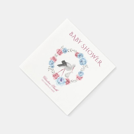 Waterverf Blauw en Blush Roze Floral Winter Wreate Servet (Hoek)