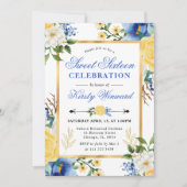 Waterverf Blauw en Geel Bloemen Zoet 16 Kaart (Voorkant)