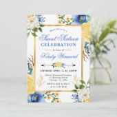 Waterverf Blauw en Geel Bloemen Zoet 16 Kaart (Staand voorkant)