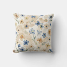 Waterverf Blauw en Geel Bloemmotief