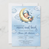 Waterverf blauw en geel maan en terug jongen kaart (Voorkant)