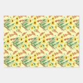  Waterverf Blauw en Gele Bloemen Inpakpapier Vel (Voorkant 2)