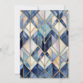 Waterverf Blauw en Goud Art Deco Bridal Kaart (Achterkant)