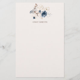 Waterverf blauw en goud briefpapier