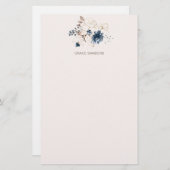 Waterverf blauw en goud briefpapier (Voorkant / Achterkant)