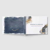 Waterverf Blauw en Goud Elegant Gastenboek (Volledig)