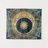 Waterverf Blauw en Goud Mandala Sun Nebula Galaxy Wandkleed (Voorkant (horizontaal))