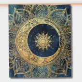 Waterverf Blauw en Goud Mandala Sun Nebula Galaxy Wandkleed