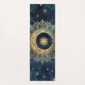 Waterverf Blauw en Goud Mandala Sun Nebula Galaxy Yogamat (Achterkant)