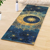 Waterverf Blauw en Goud Mandala Sun Nebula Galaxy Yogamat