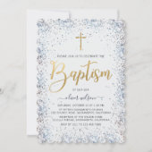 Waterverf blauw en gouden jongen doop kaart (Voorkant)