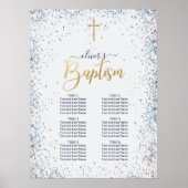 Waterverf Blauw en Gouden Jongen Dop Zitkaart Poster (Voorkant)