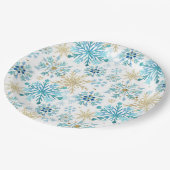 Waterverf Blauw en goudglitter Winter Snowflakes Papieren Bordje (Gekanteld)