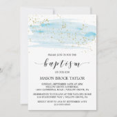 Waterverf Blauw en goudsparkle Baptisme Kaart (Voorkant)