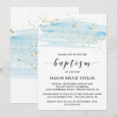 Waterverf Blauw en goudsparkle Baptisme Kaart (Voorkant / Achterkant)