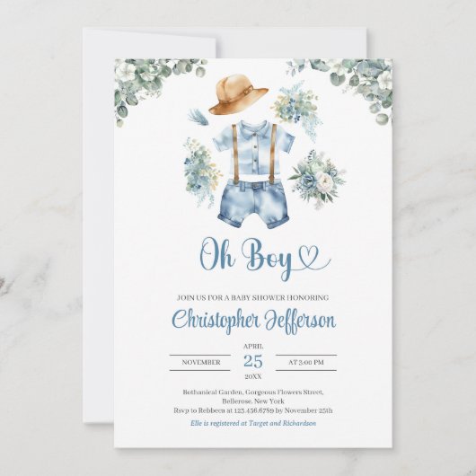 Waterverf blauw en groen Eucalyptus jongenskleding Kaart (Voorkant)