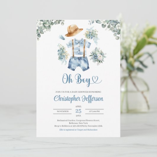 Waterverf blauw en groen Eucalyptus jongenskleding Kaart (Staand voorkant)