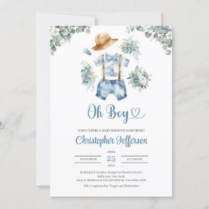 Waterverf blauw en groen Eucalyptus jongenskleding Kaart