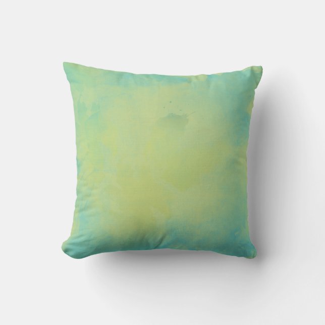 Waterverf blauw en groen kussen (Voorkant)