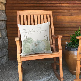 Waterverf Blauw en Groen Pompoen Kruid Kussen