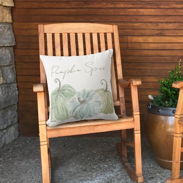 Waterverf Blauw en Groen Pompoen Kruid Kussen (Creator heeft geüpload)