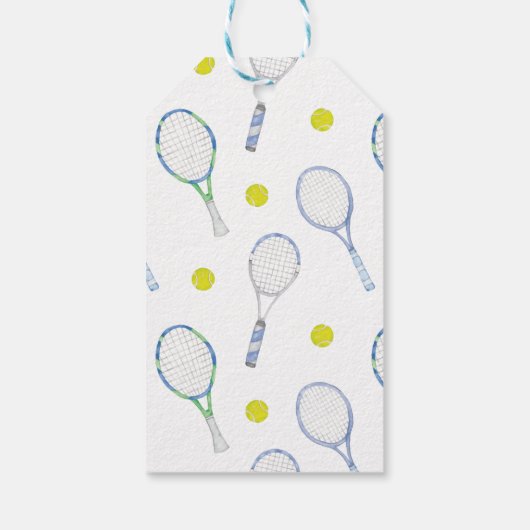 Waterverf Blauw en Groen Tennis Gepersonaliseerd Cadeaulabel (Achterkant)