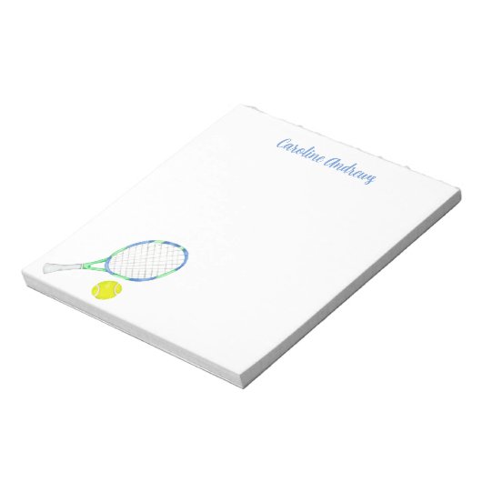 Waterverf Blauw en Groen Tennis Gepersonaliseerd Notitieblok (Linkerzijde)