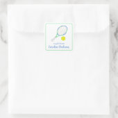 Waterverf Blauw en Groen Tennis Gift Enclosure Vierkante Sticker (Tas)