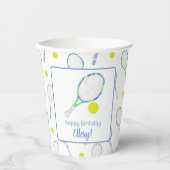 Waterverf Blauw en Groen Tennis Papieren Bekers (Voorkant)