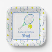 Waterverf Blauw en Groen Tennis Papieren Bordje (Voorkant)