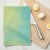 Waterverf blauw en groen theedoek (Quarter Fold)