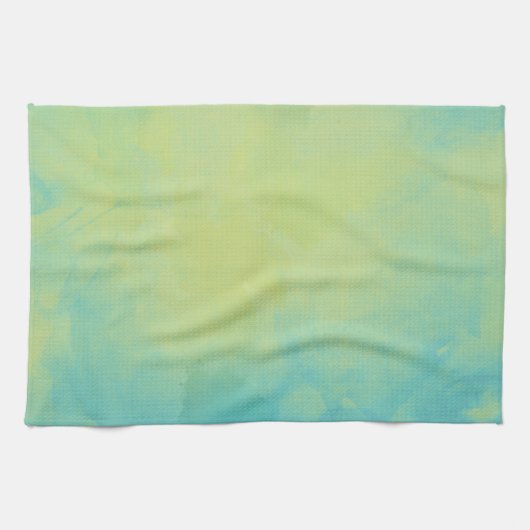 Waterverf blauw en groen theedoek (Horizontaal)