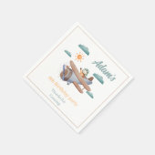 Waterverf blauw en groen vliegtuig Birthday Party Servet (Hoek)