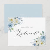 Waterverf Blauw en ivoren Rozen Bridesmaid Voorste Briefkaart (Voorkant / Achterkant)