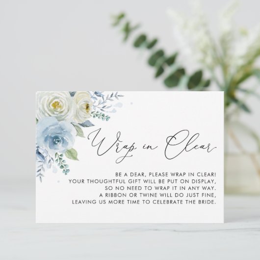 Waterverf Blauw en ivoren Rozen Omslag in Wissen Informatiekaartje (Staand voorkant)