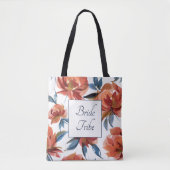 Waterverf Blauw en Oranje Rozen Bruidsmeisje Tote Bag (Voorkant)