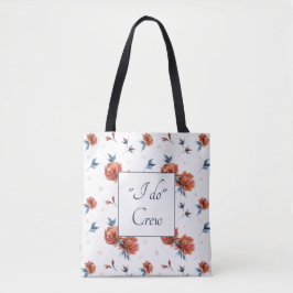 Waterverf Blauw en Oranje Rozen Bruidsmeisje Tote Bag