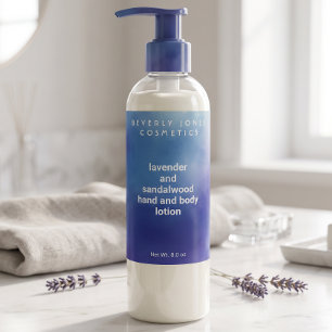Waterverf blauw en paars cosmetica fleslabel sparkling wijnetiket