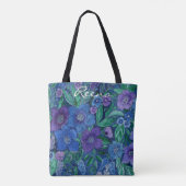 waterverf, blauw en paars, waterverf anemonen tote bag (Achterkant)