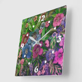 waterverf, blauw en paars, waterverf anemonen vierkante klok (Hoek)