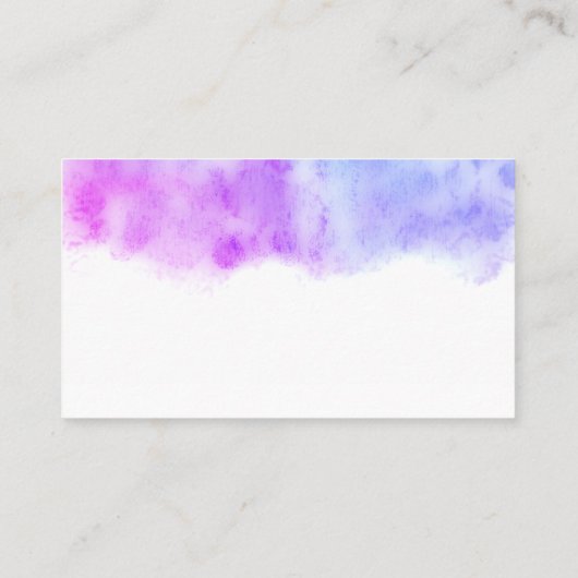  waterverf blauw en paarse abstracte gewoonte visitekaartje (Achterkant)