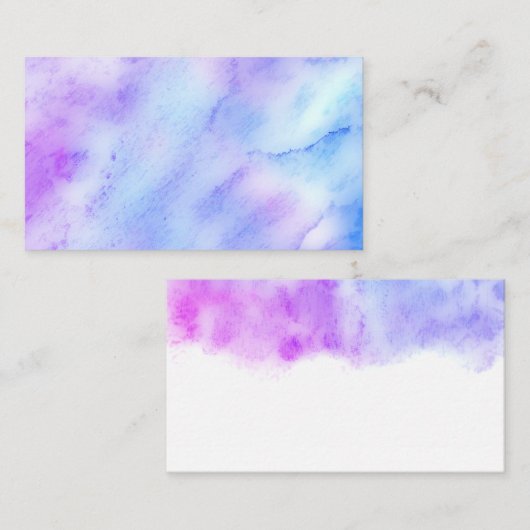  waterverf blauw en paarse abstracte gewoonte visitekaartje (Voorkant / Achterkant)