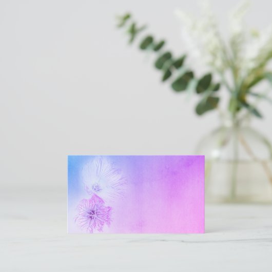  waterverf blauw en paarse bloem ontwerp visitekaartje (Staand voorkant)