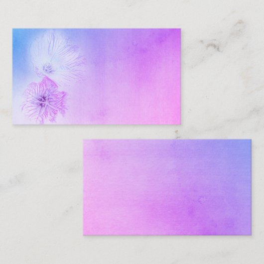  waterverf blauw en paarse bloem ontwerp visitekaartje (Voorkant / Achterkant)